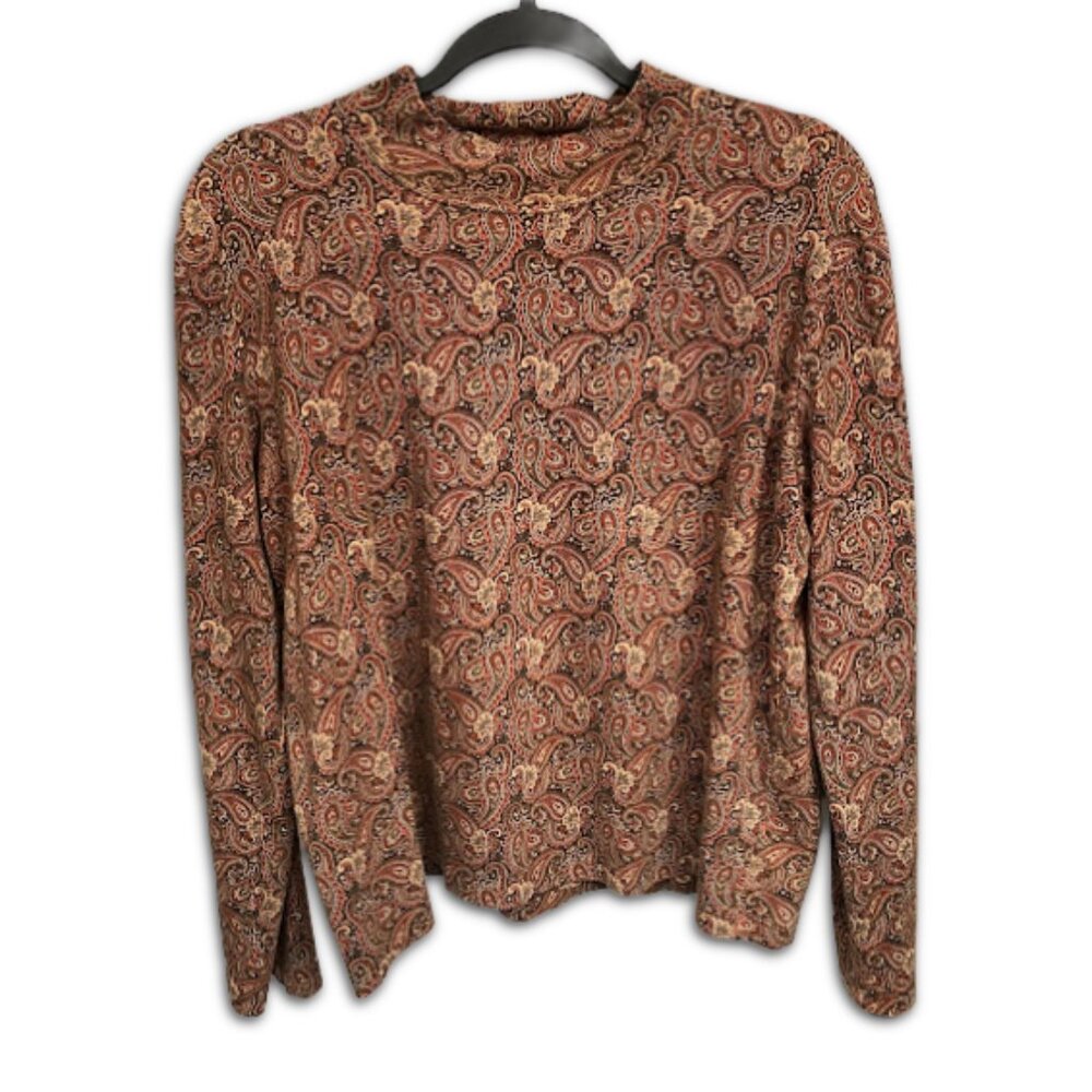 Vintage Paisley Mock Neck Jones New York 70s Hippie vibe Long Sleeves
